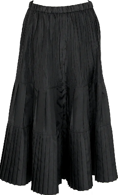 Hiroko Bis Japan. Black PolyTech Pleat Switching Skirt